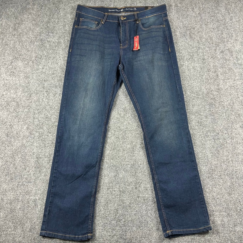 Beverly Hills Polo Club Jeans Mens 36x32 Blue Modern Stretch Denim Straight Leg